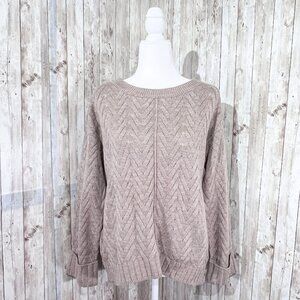 Women's New York & Company Sweater | Tan | Crew Neck | Medium | Pockets